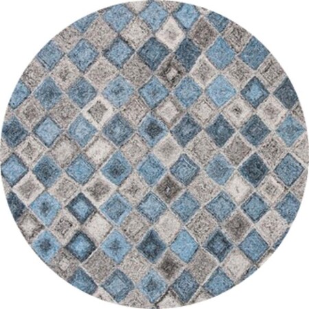 Safavieh 7 x 7 ft. Abstract Contemporary Hand Tufted Round Rug; Grey & Blue ABT626F-7R